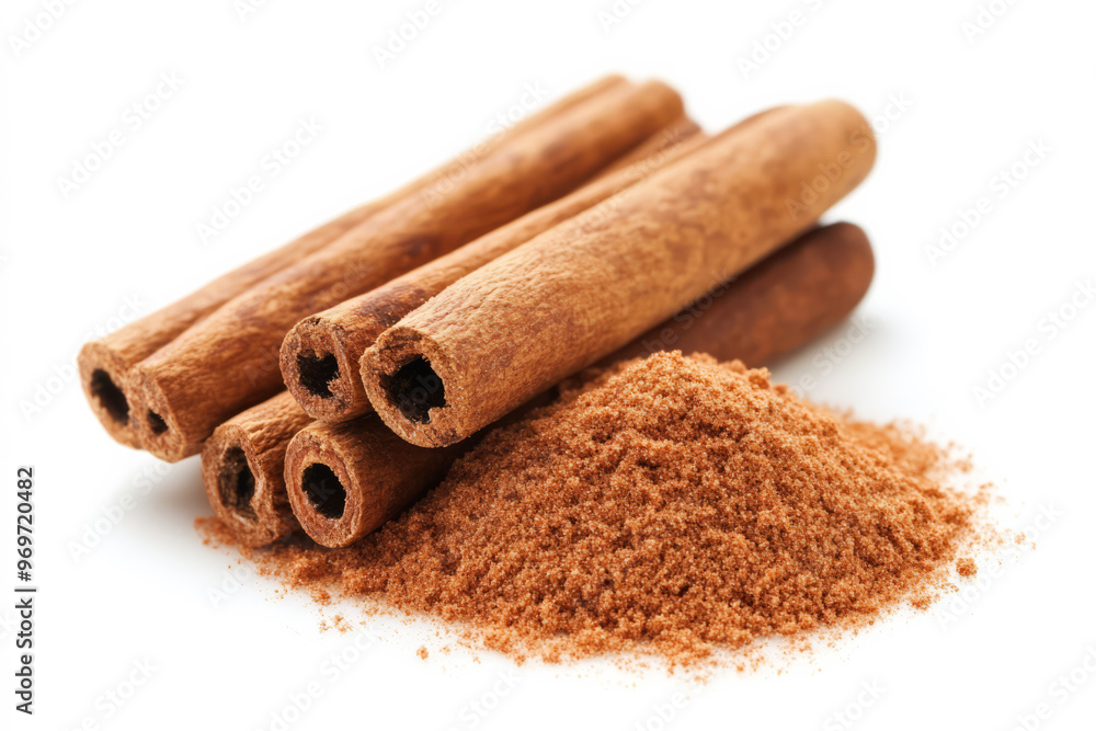 Cinnamon Spice Bundle Arranged Neatly on White Surface Cinnamon Spice Bundle Arranged Neatly on White Surface