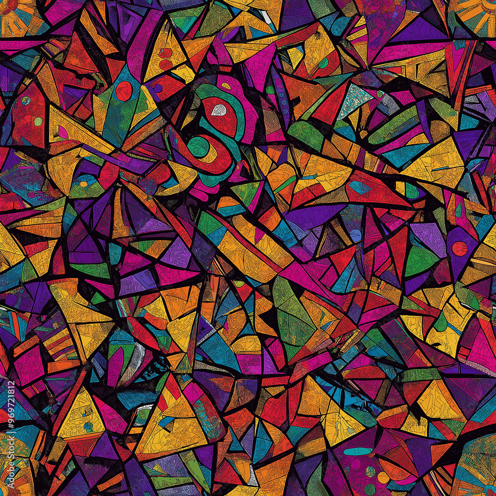 Stained glass style line art, fine lines and intricate patterns, bright colors. Seamless pattern Stained glass style line art, fine lines and intricate patterns, bright colors. Seamless pattern