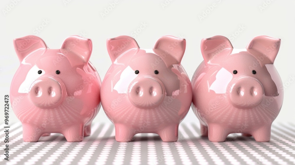 Adorable Pink Ceramic Piggy Banks Set of Three Adorable Pink Ceramic Piggy Banks Set of Three