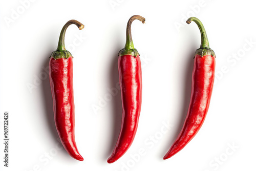 Red Hot Chili Peppers Isolated on White Background