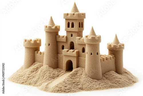 A Sand Castle on White Background