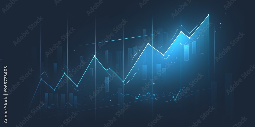 Fototapeta premium Simple Line Graph with Upwar