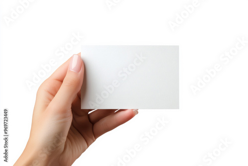 Close-Up of a Blank White Card in a Hand for Presentation