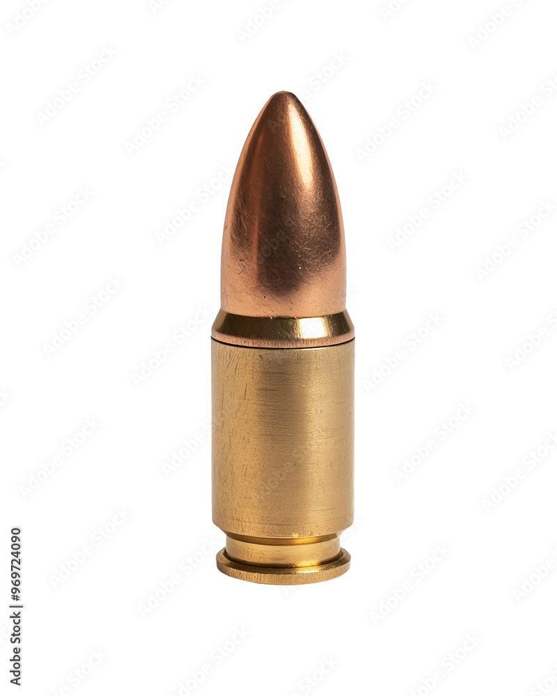 9mm handgun bullet with brass casing and copper tip
isolated background 9mm handgun bullet with brass casing and copper tip
isolated background