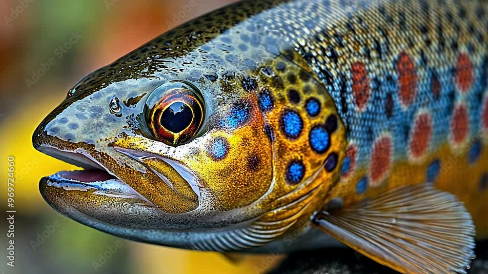 A vibrant trout glides through a pristine mountain stream, showcasing its striking colors and patterns. The warm sunlight filters through the water, illuminating its scales. A vibrant trout glides through a pristine mountain stream, showcasing its striking colors and patterns. The warm sunlight filters through the water, illuminating its scales.