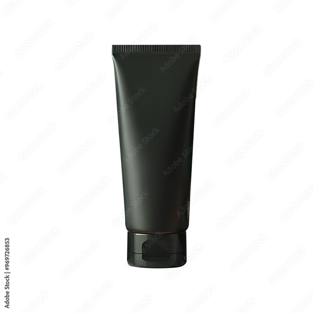 Cream blank mockup tube isolated on a transparent background by AI generative.