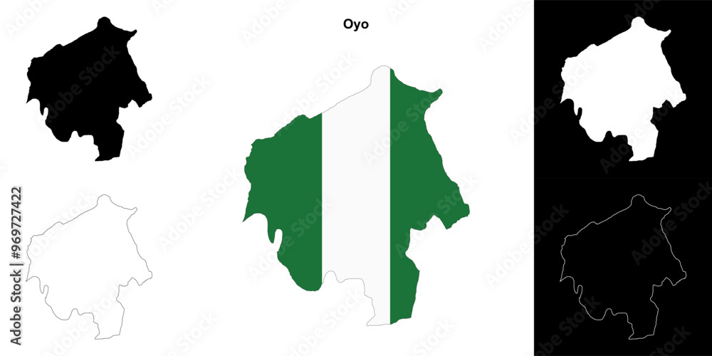 Fototapeta premium Oyo state outline map set