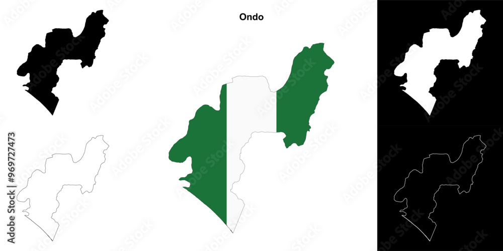Obraz premium Ondo state outline map set