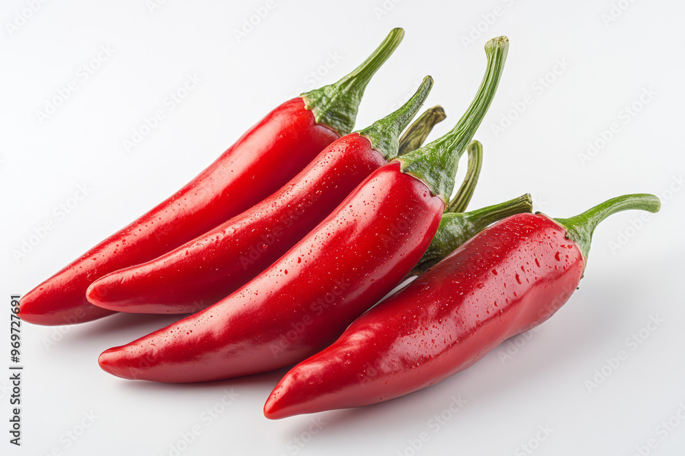 Fresh Red Chili Peppers Isolated for a Spicy Touch Fresh Red Chili Peppers Isolated for a Spicy Touch