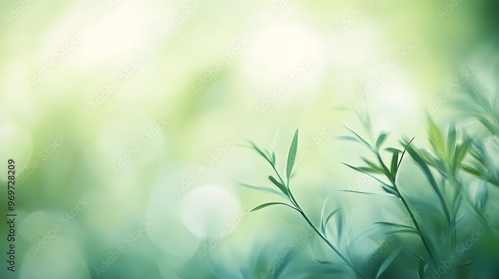 Obraz premium A soft green blur creating a serene and calming atmosphere, ideal for wellness and relaxation themes