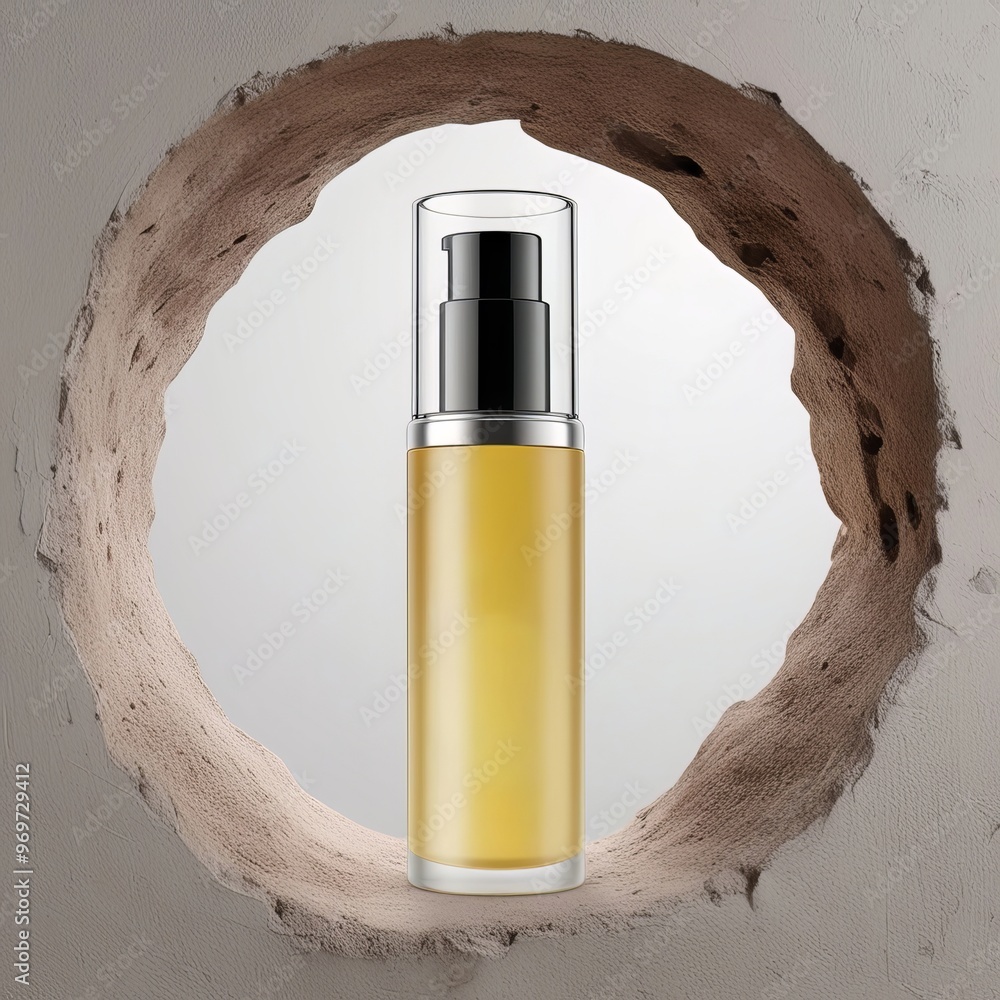 Naklejka premium Empty skincare mockup in the middle of a hole in the wall