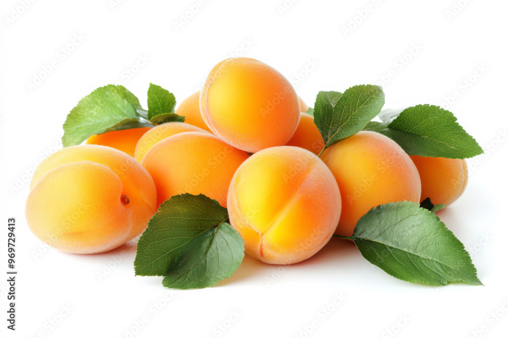 Ripe and Juicy Apricots Isolated on White Surface Ripe and Juicy Apricots Isolated on White Surface