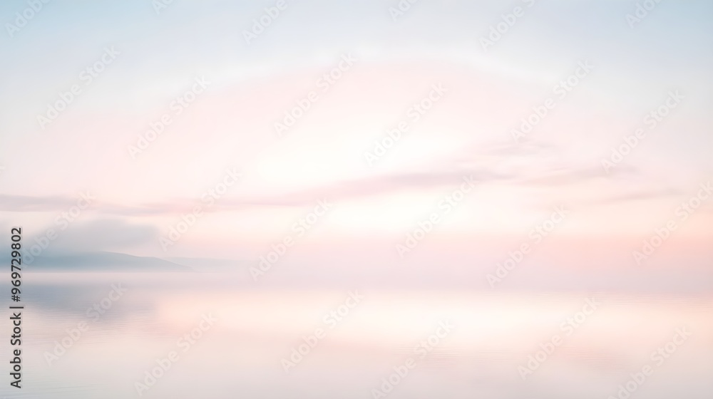 Fototapeta premium A serene landscape featuring a blurred horizon with soft, dreamy colors, creating a peaceful atmosphere