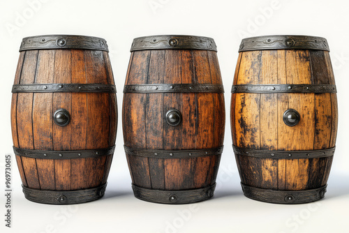 Vintage Oak Barrels, Perfect for Aging Wine and Spirits