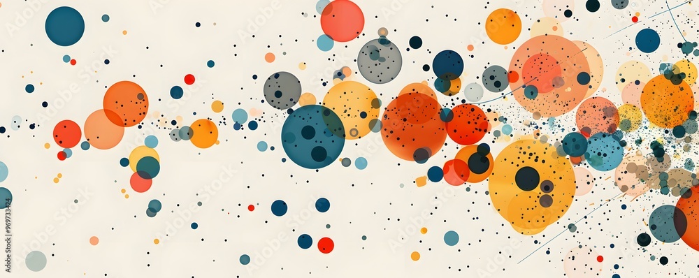 Vibrant abstract painting with colorful circles on a light background, perfect for modern art enthusiasts and creative design projects. Vibrant abstract painting with colorful circles on a light background, perfect for modern art enthusiasts and creative design projects.