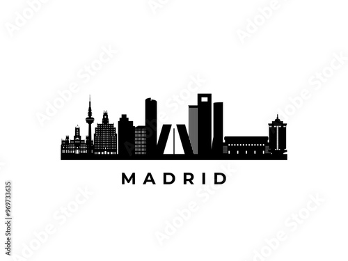Vector Madrid skyline. Travel Madrid famous landmarks. Business and tourism concept for presentation, banner, web site.