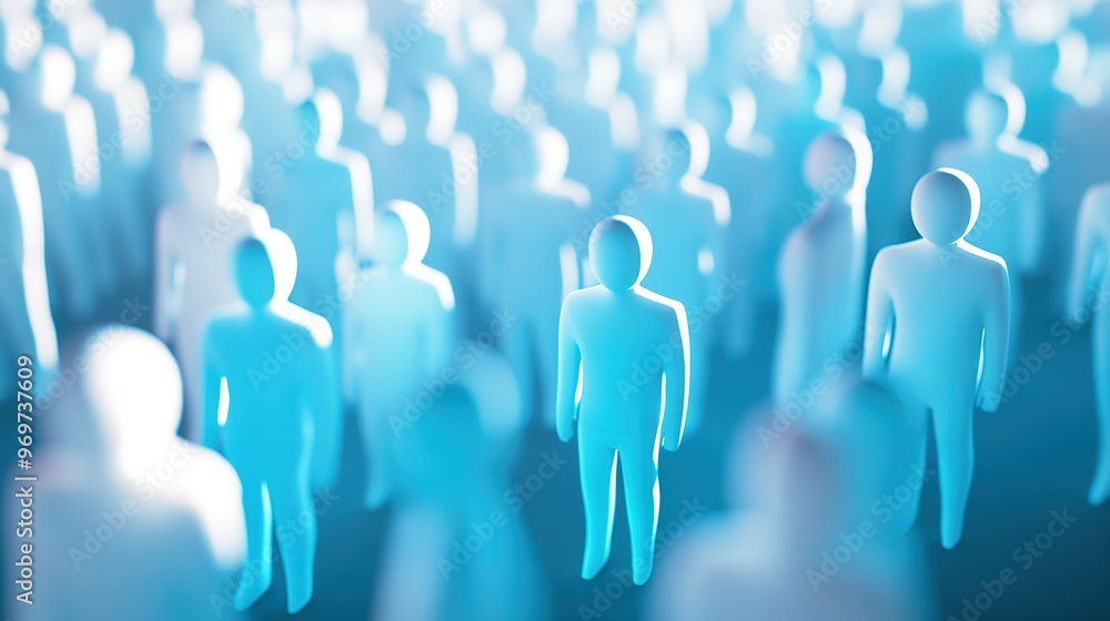 A single person stands out in a crowd of blurry figures A single person stands out in a crowd of blurry figures
