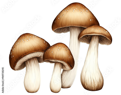 Brown Mushroom Cluster on a transparent background