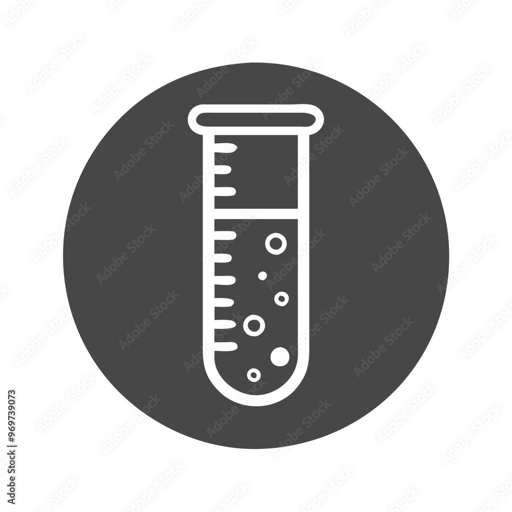 Test tube icon with liquid bubbles, minimalistic design, vector illustration with copy space Test tube icon with liquid bubbles, minimalistic design, vector illustration with copy space
