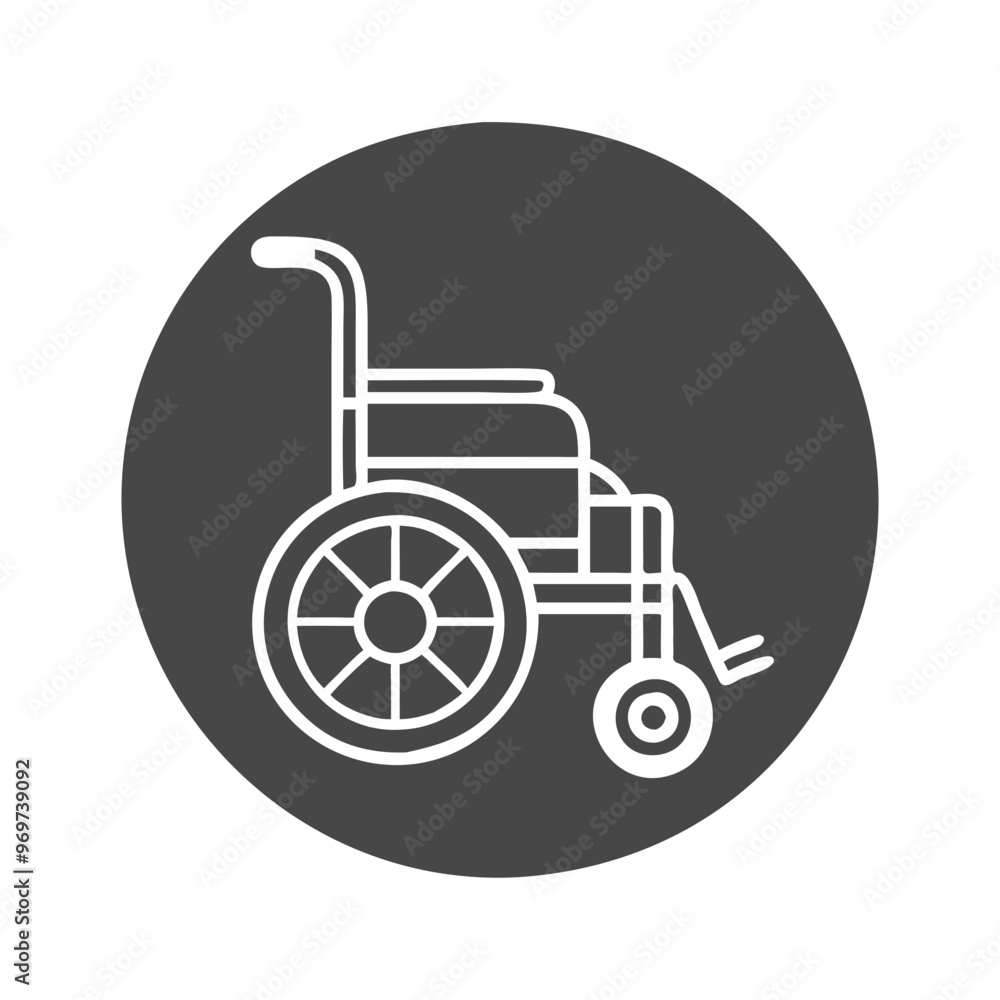 Empty wheelchair icon, minimalistic design, vector illustration with copy space Empty wheelchair icon, minimalistic design, vector illustration with copy space