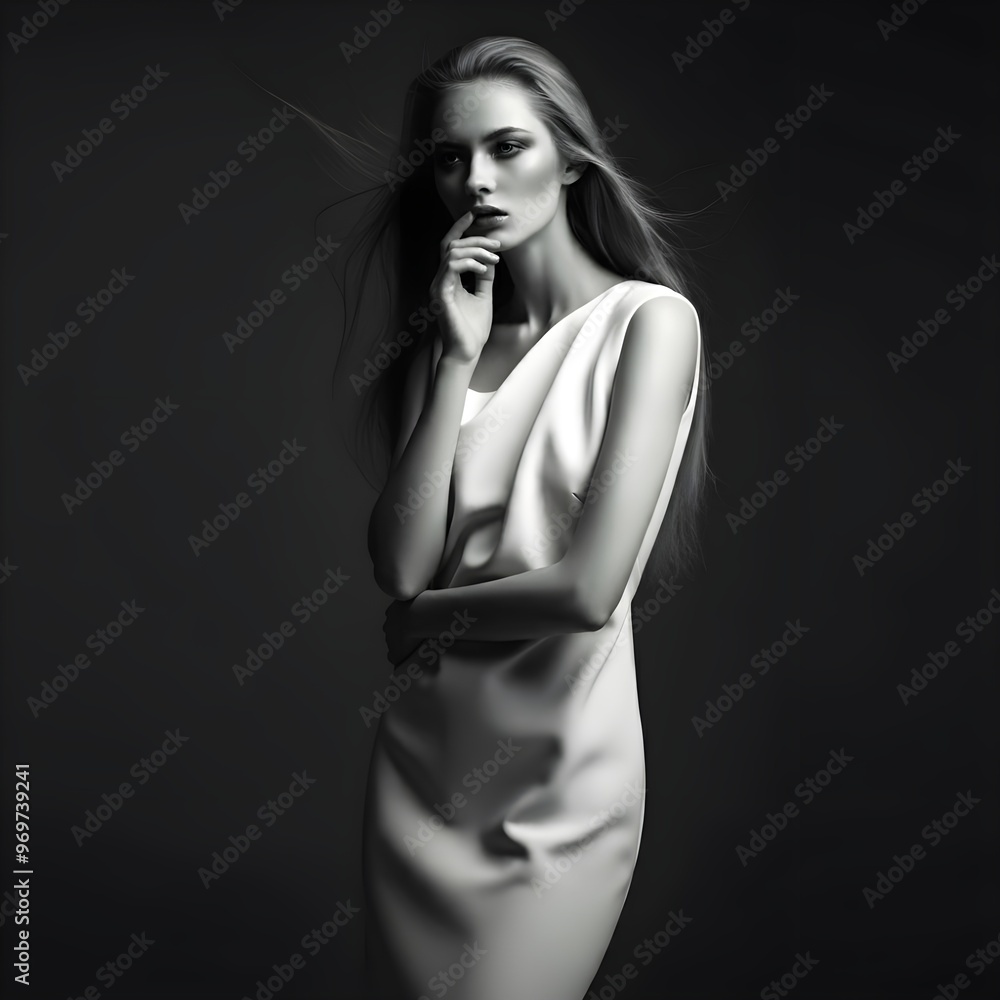 Fashion portrait of young elegant woman full body