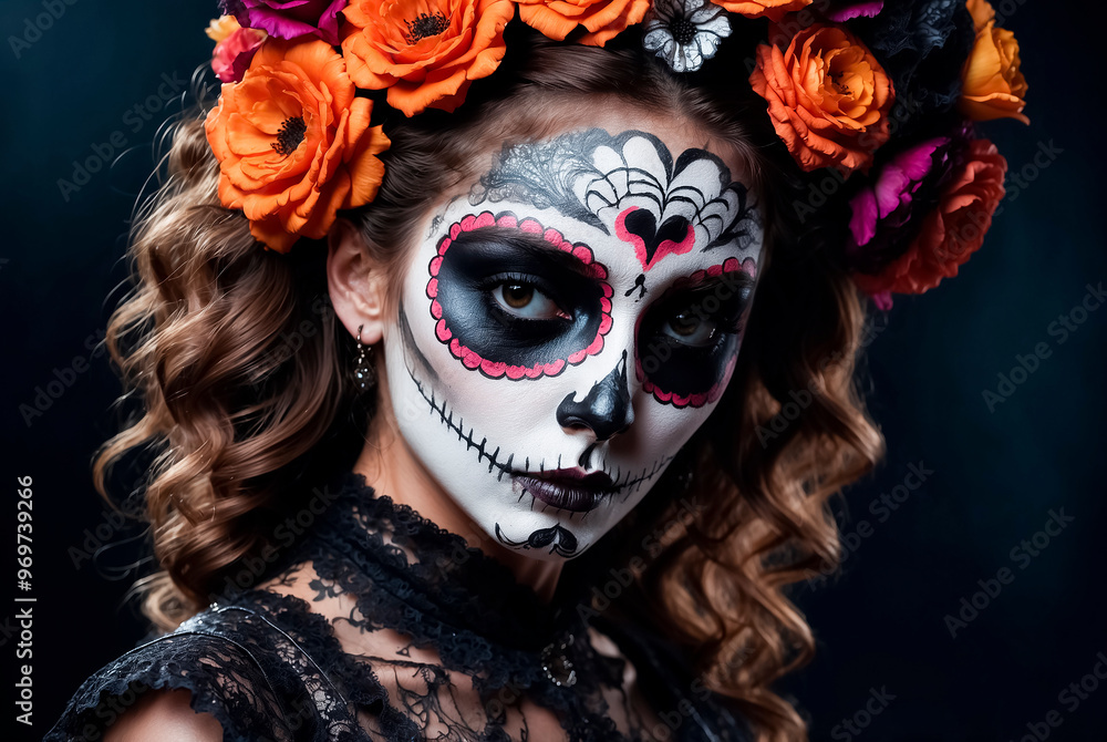 Young girl with Halloween makeup Young girl with Halloween makeup