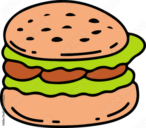 beef burger hand drawn design illustration