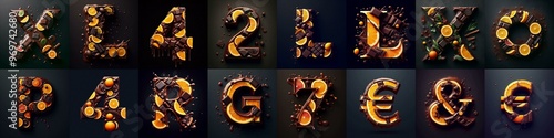 Chocolate with citrus Lettering Typeface. AI generated illustration