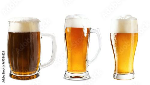 Wallpaper Mural Set Beer Glasses with Foam  on a transparent background Torontodigital.ca