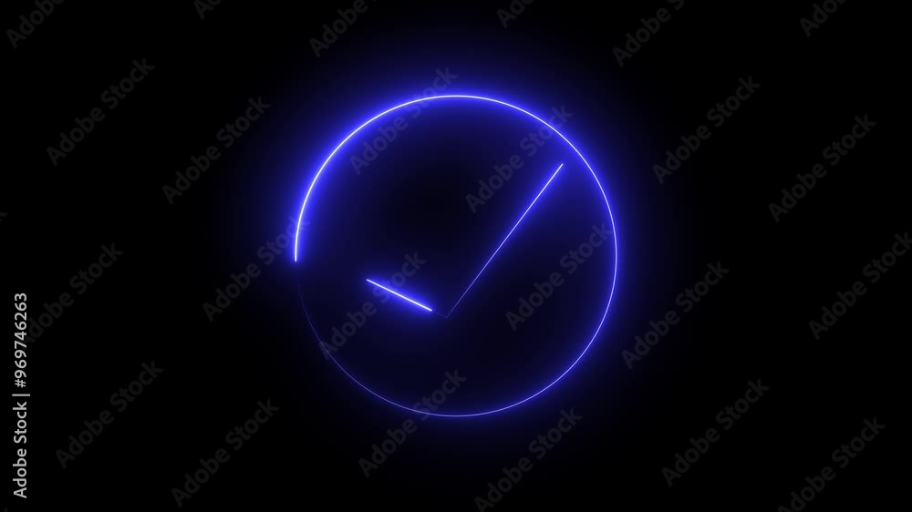 glowing neon check mark animation on black background glowing neon check mark animation on black background