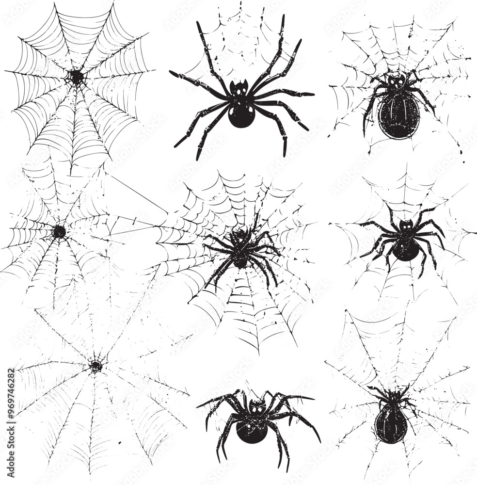 Obraz premium Vector black and white Halloween elements