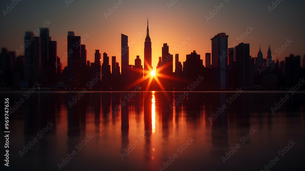 The Sun Setting Over The City Skyline The Sun Setting Over The City Skyline