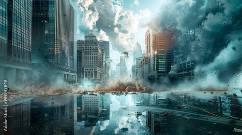 War city, damaged building destroyed world, chaos, war time, destruction, fear, smoke, HD, wallpaper banner