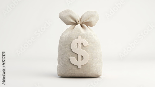 A stylish money bag featuring a dollar sign, perfect for finance, saving, and investment themes. photo