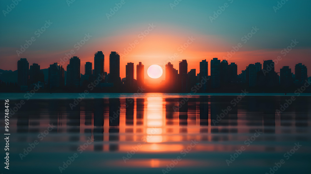 The Sun Setting Over The City Skyline The Sun Setting Over The City Skyline
