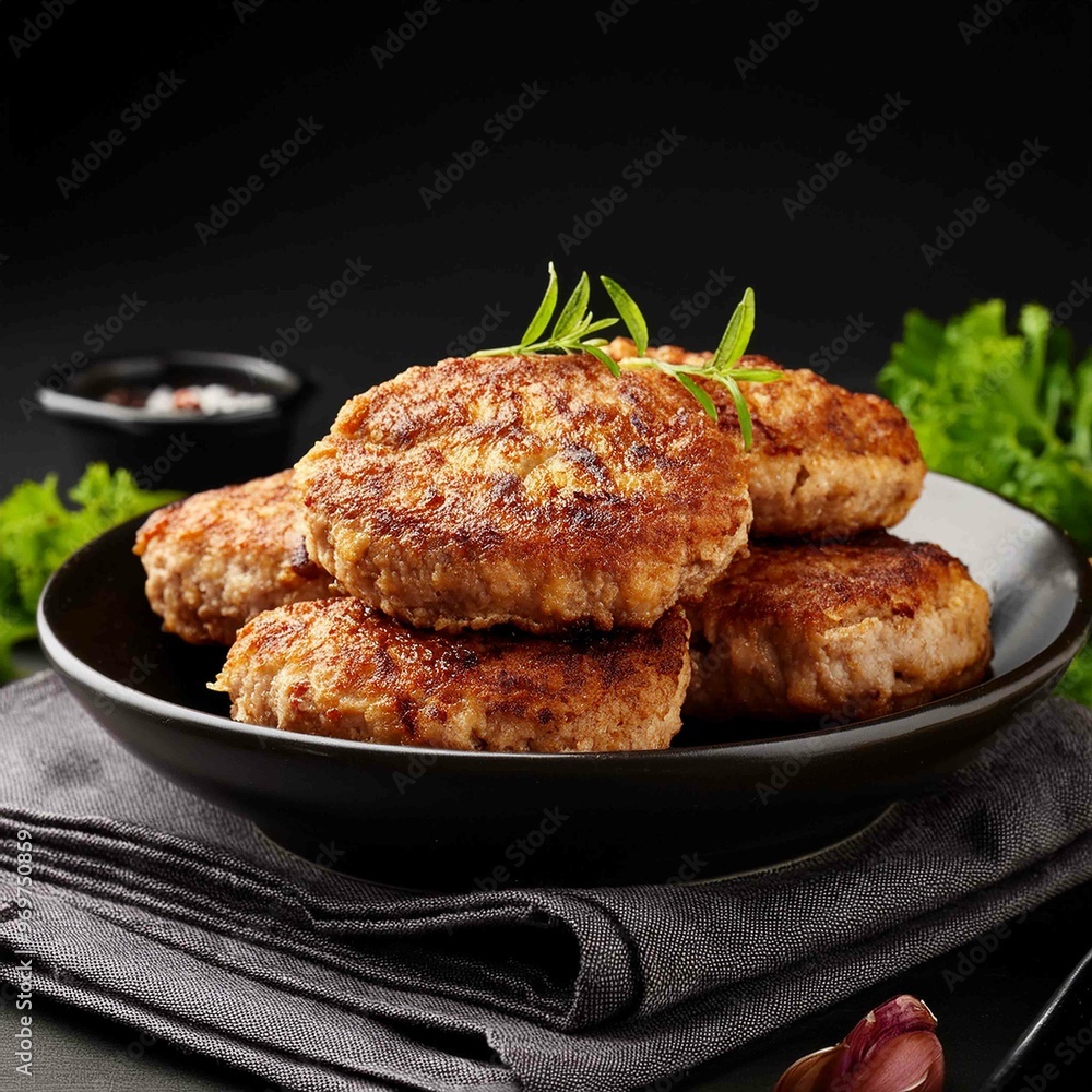 Juicy meat cutlets beef, pork, chicken Juicy meat cutlets beef, pork, chicken
