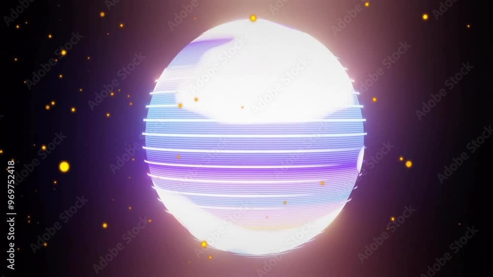 Animation of glowing light spots moving over globe on black background Animation of glowing light spots moving over globe on black background