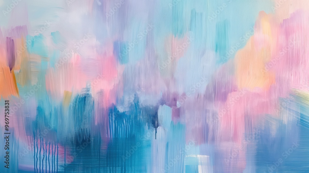 Abstract painting with soft pastel colors, light blue and turquoise tones, soft pink and purple shades, light yellow accents on watercolor paper, background Abstract painting with soft pastel colors, light blue and turquoise tones, soft pink and purple shades, light yellow accents on watercolor paper, background
