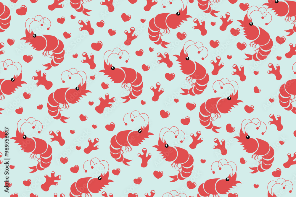 Fototapeta premium shrimp seamless pattern for background,cover,wrapper,wallpaper,etc