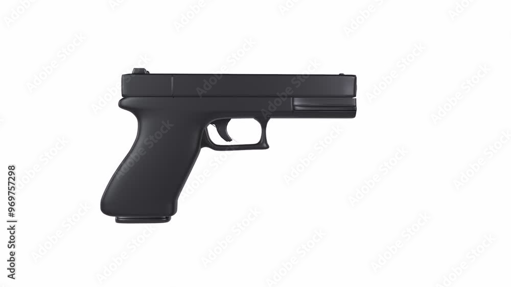 Detailed 3D rendering of a modern handgun in a neutral background Detailed 3D rendering of a modern handgun in a neutral background