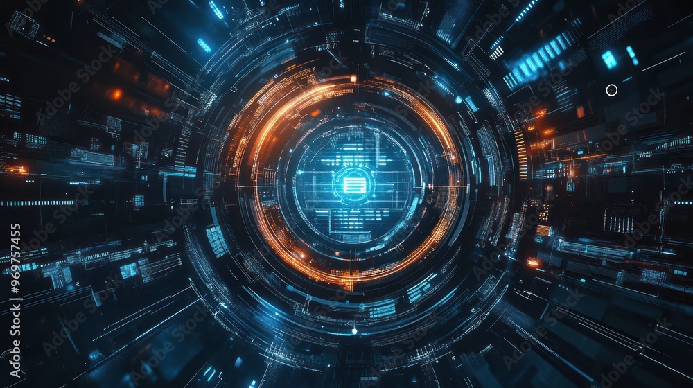 Technology digital style HUD interface cyberpunk holographic display panel interface Background wallpaper AI generated image Technology digital style HUD interface cyberpunk holographic display panel interface Background wallpaper AI generated image