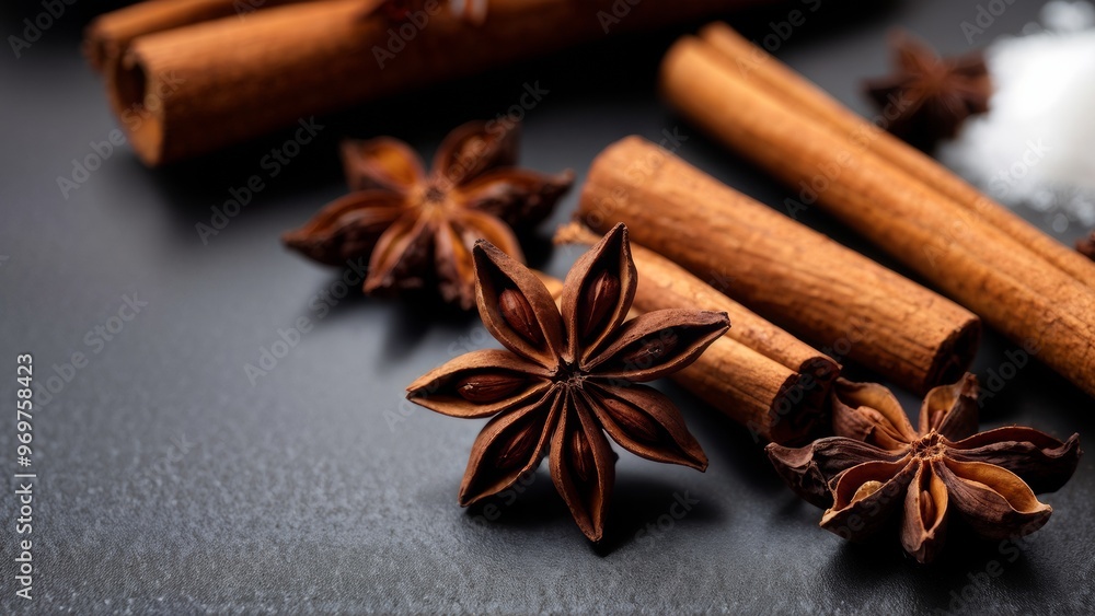 Christmas spices close-up: star anise, cinnamon sticks, cloves. Christmas spices close-up: star anise, cinnamon sticks, cloves.