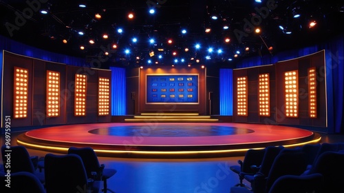 Podium stage for television studio modern theater shows concept background wallpaper AI generated image