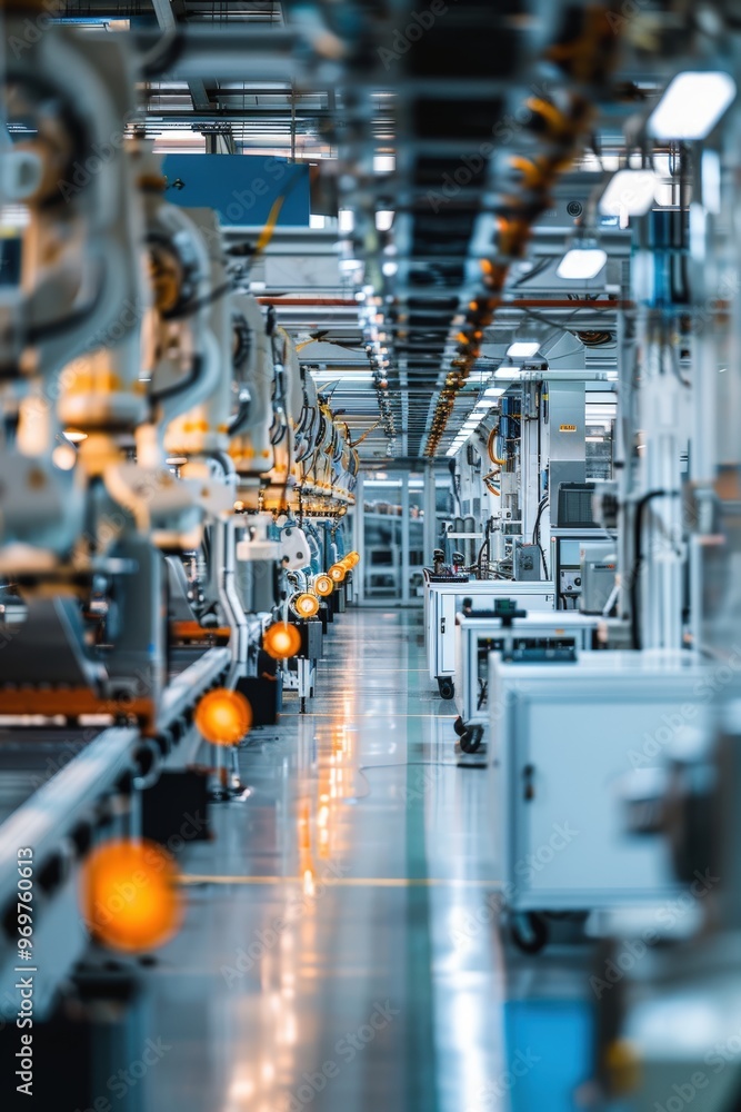 Automated Factory with Energy Efficient Machinery and Robotics for High-Tech Manufacturing Automated Factory with Energy Efficient Machinery and Robotics for High-Tech Manufacturing
