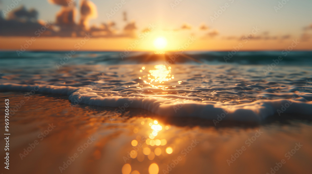 Fototapeta premium The Sun Setting Over The Ocean The Beach