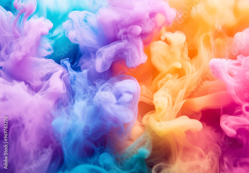 A colourful cloud of smoke with a rainbow of colours