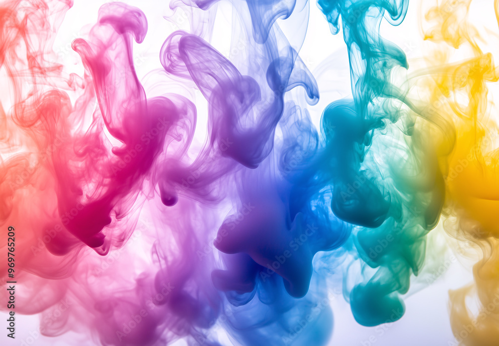 Obraz premium Colourful cloud of smoke with a rainbow of colours