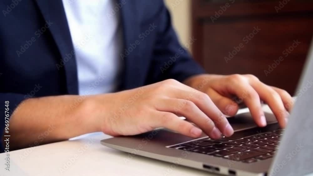 Person attends a hybrid learning session, viewing a webinar on a laptop and jotting down notes or Individual participates in a hybrid meeting, watching a laptop webinar while taking notes Person attends a hybrid learning session, viewing a webinar on a laptop and jotting down notes or Individual participates in a hybrid meeting, watching a laptop webinar while taking notes