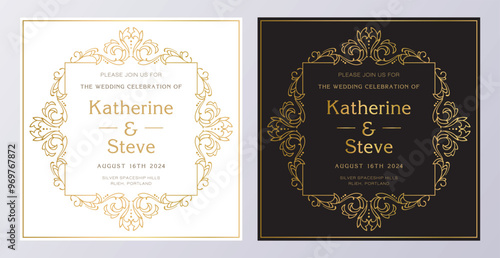 Frame for invitation in modern vintage style. Frame template for cards, posters, banners
