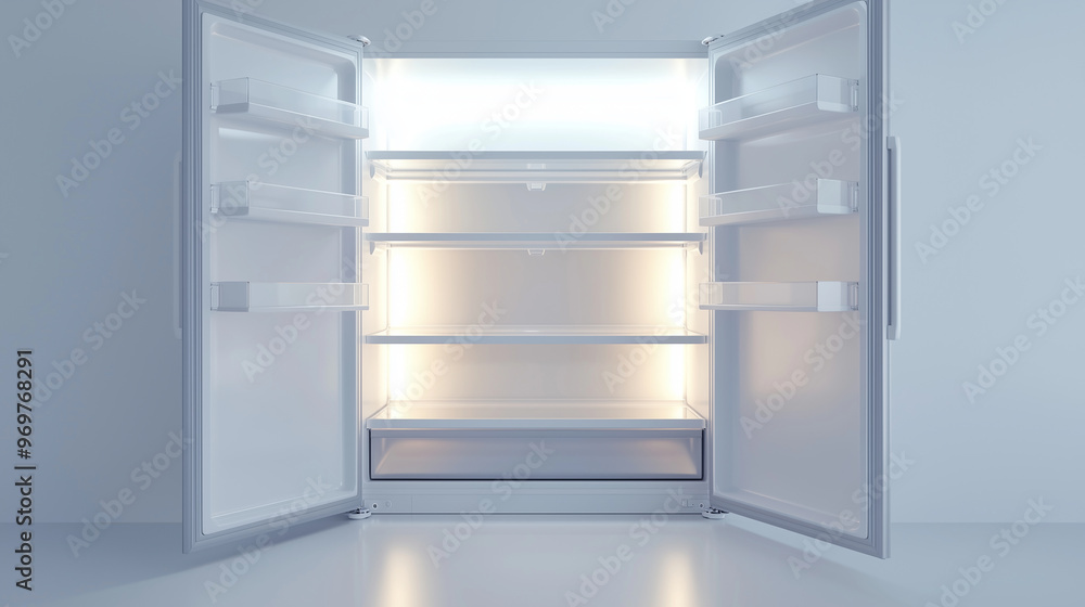 interior of a nearly empty fridge, showcasing clean, uncluttered shelves with only a few items inside. The focus is on the spaciousness and simplicity of the fridge’s interior, hig interior of a nearly empty fridge, showcasing clean, uncluttered shelves with only a few items inside. The focus is on the spaciousness and simplicity of the fridge’s interior, hig